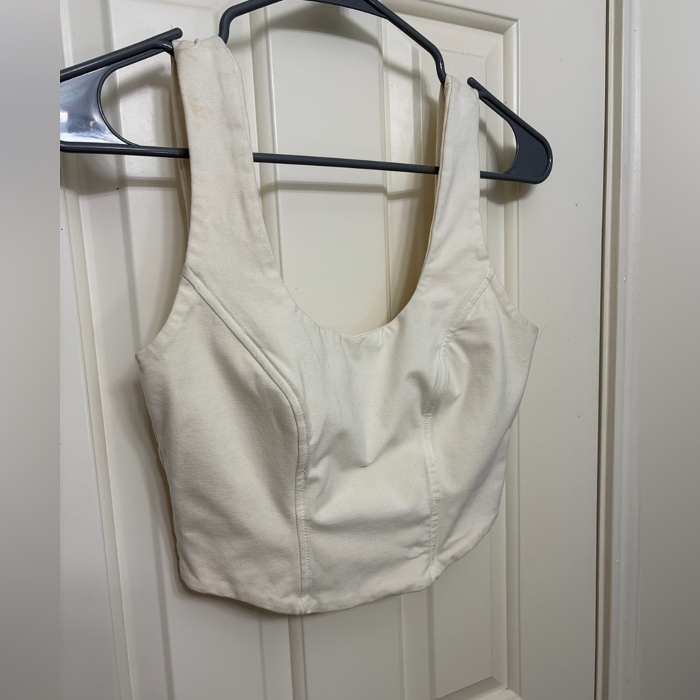 AYM Cream Sleeveless Crop Top